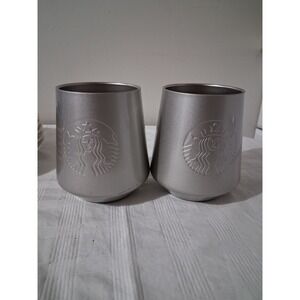 Starbucks Silver Metallic Stainless Steel 12oz Tumbler Set of 2 Siren Logo 2023